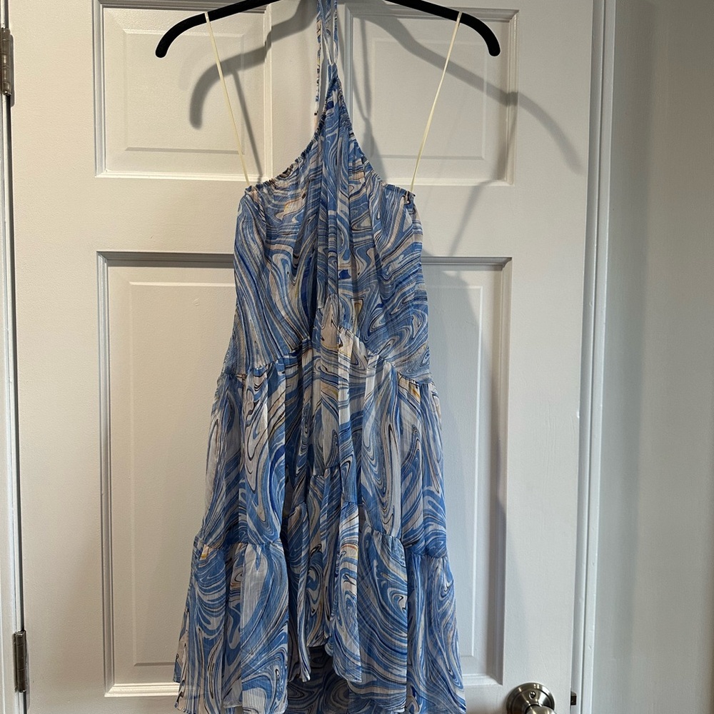 Blue and White Halter Dress